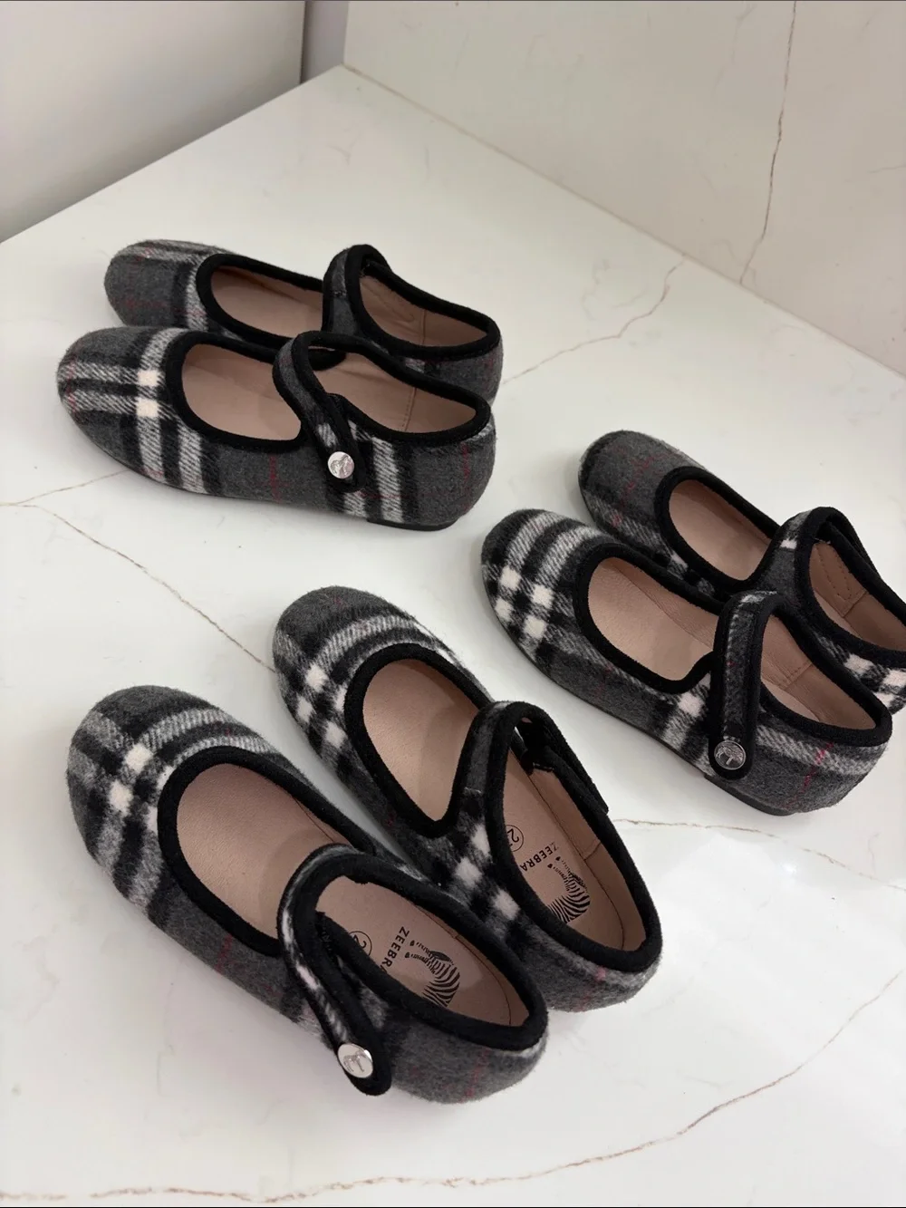 Girls' Black & Gray Plaid Mary Jane Dress Shoes